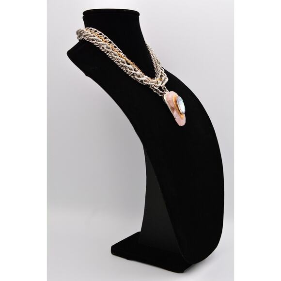 J. Jansen Brutalist Statement Necklace Crystal Pink Stone Chunky Signed Bin6A - Picture 3 of 12